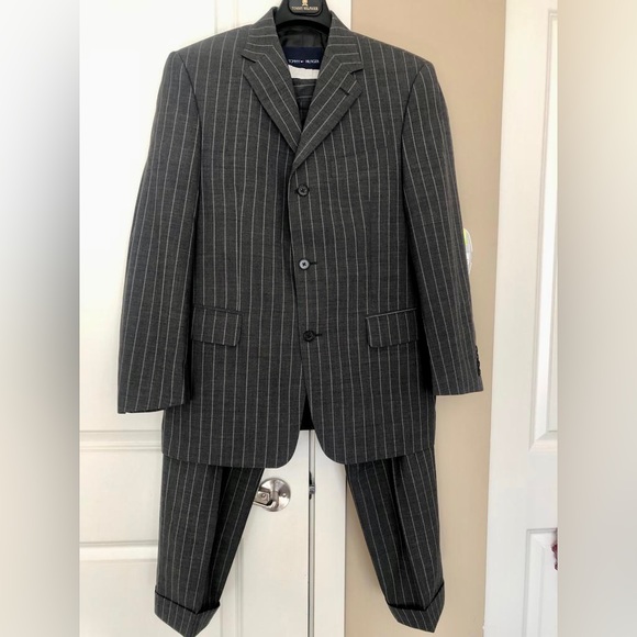 Tommy Hilfiger Pinstripe Classis Business 2pc Set Cotton Suit - Picture 2 of 7